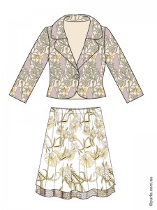 fashion illustration of jacket slightly darker then skirt